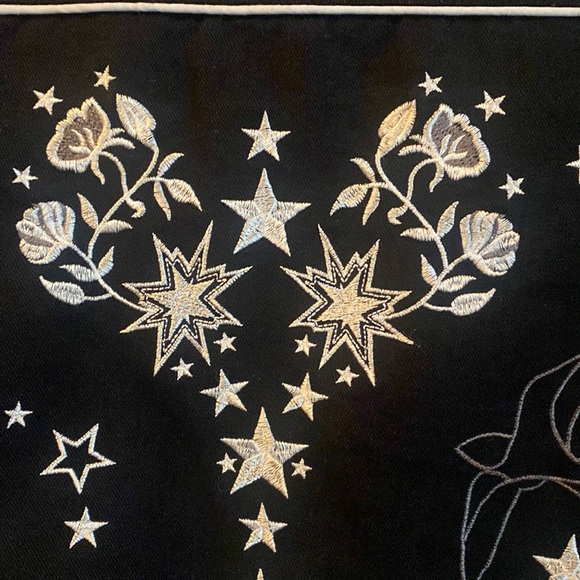 Black and White Embroidered Jean Jacket with Western Flair - Picture 6 of 13